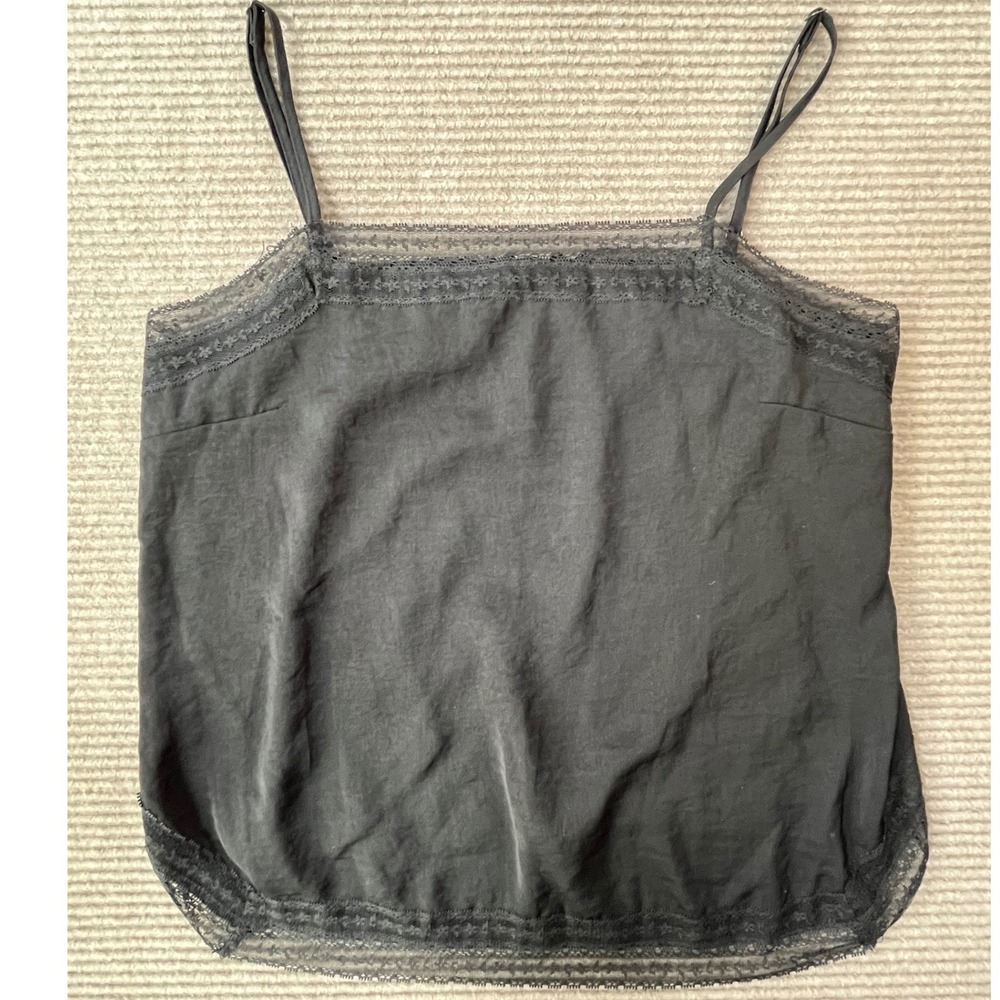 Abercrombie & Fitch Black Lace Trim Camisole Top Sz Medium Adjustable Straps Y2K